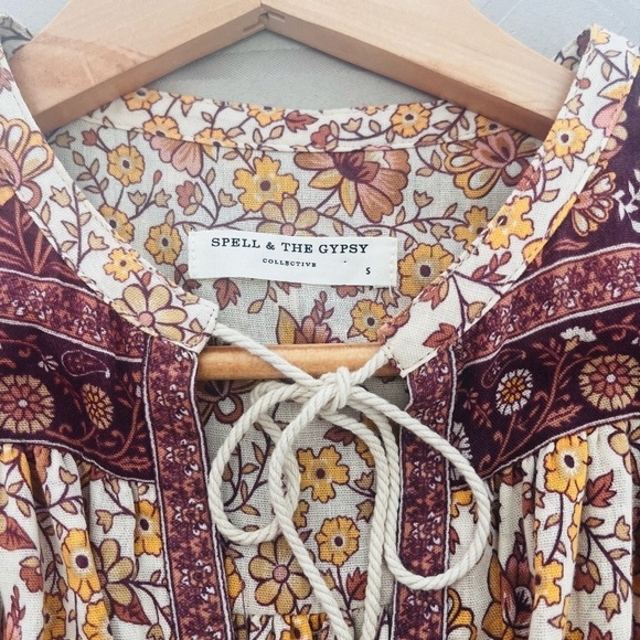 Spell & The Gypsy Floral Sundown Gown Dress in Spice Boho Cottage core Size S - Picture 4 of 8